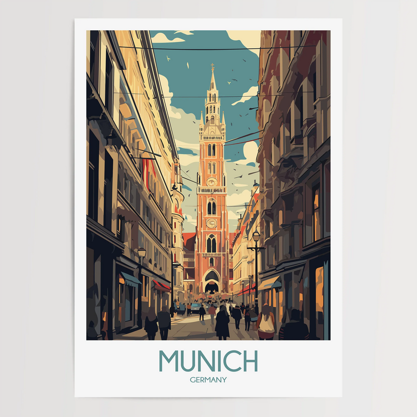 Munich Retro Travel Illustration