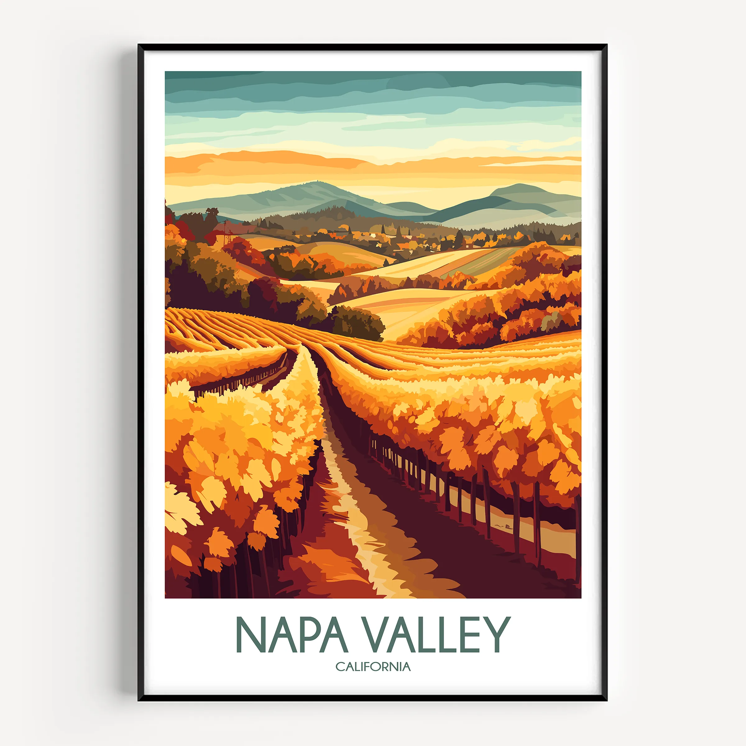 Napa Valley Retro Travel Illustration