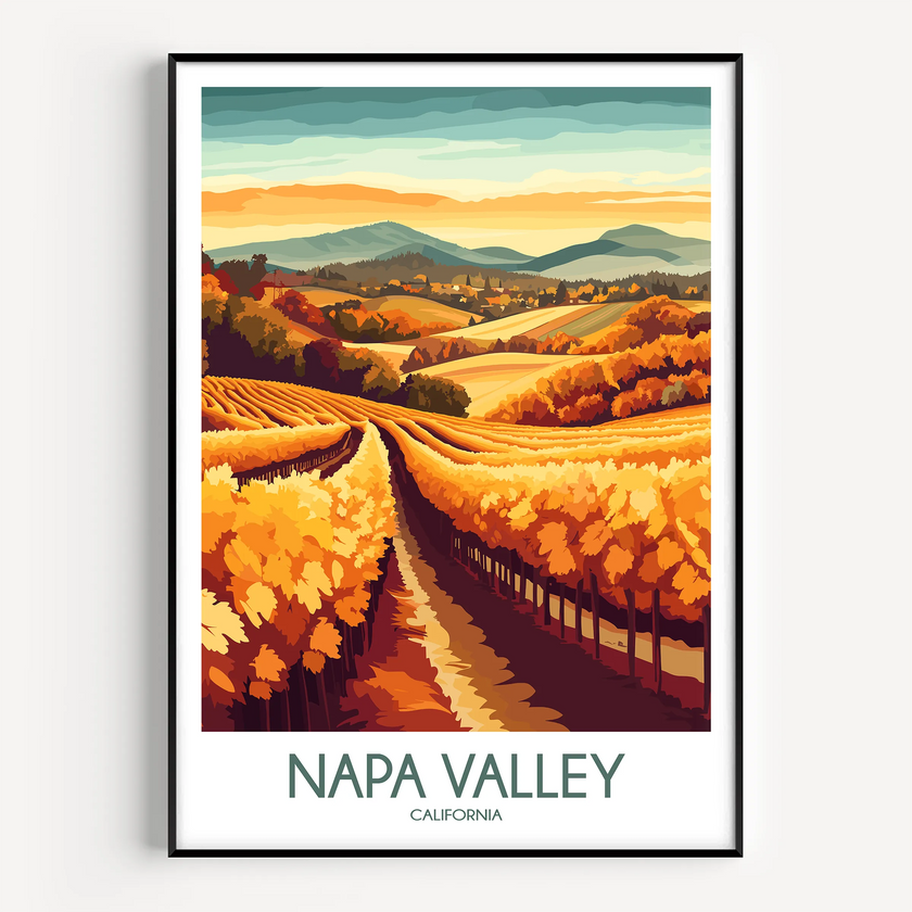 Napa Valley Retro Travel Illustration