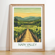 Napa Valley Vineyard Retro Travel Illustration