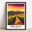 Napa Valley Vineyard Retro Travel Illustration