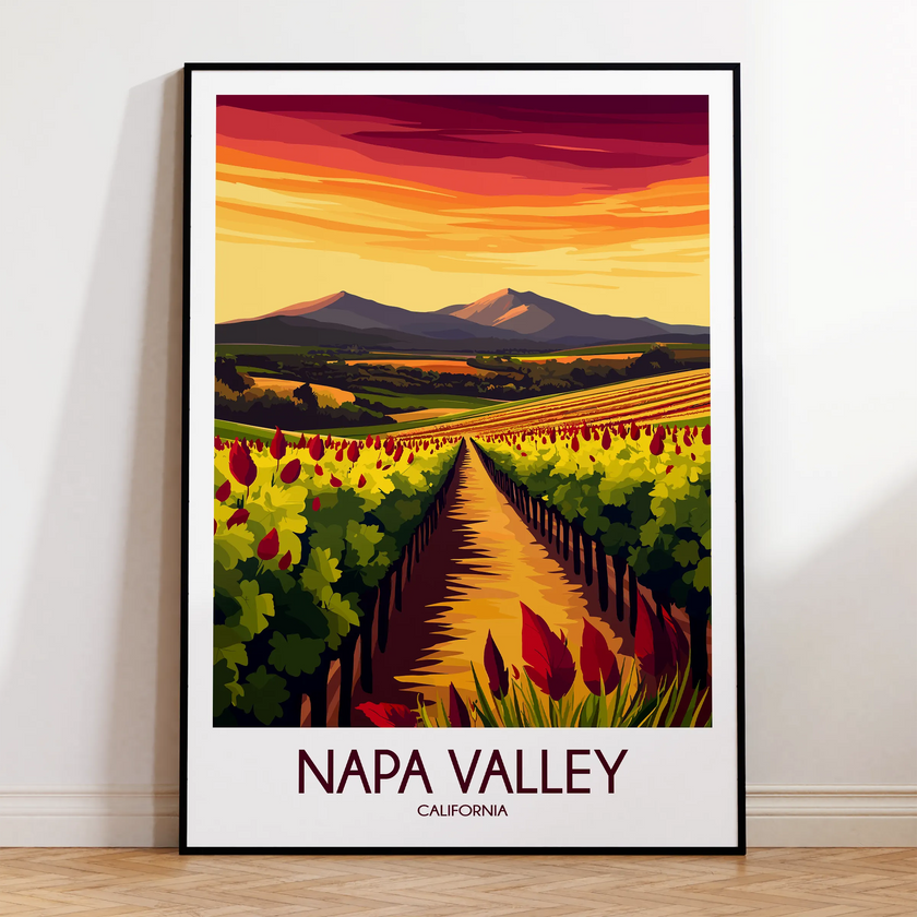 Napa Valley Vineyard Vintage Style Print