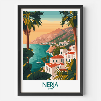 Nerja Retro Travel Illustration