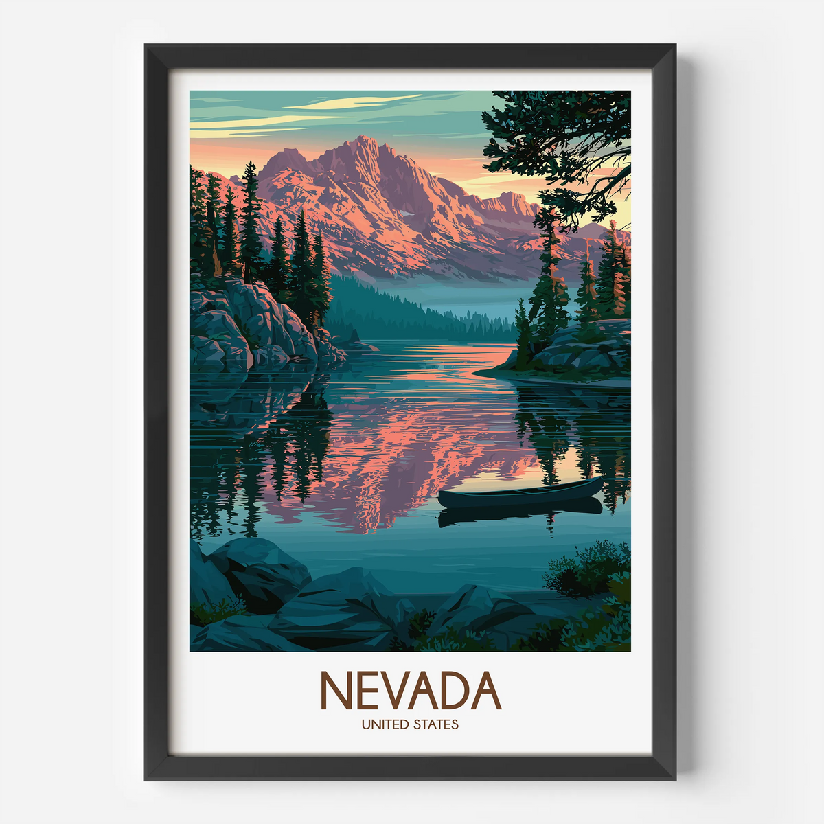Nevada Retro Travel Illustration