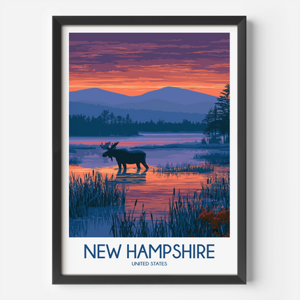 New Hampshire Retro Travel Illustration