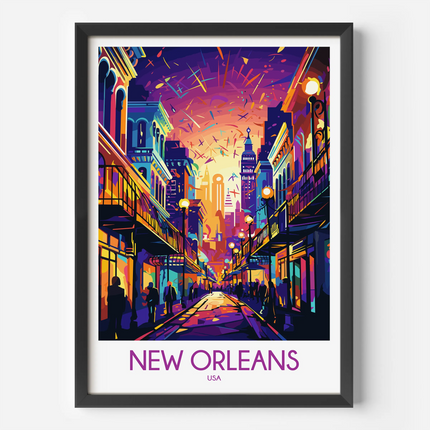 New Orleans Retro Travel Illustration