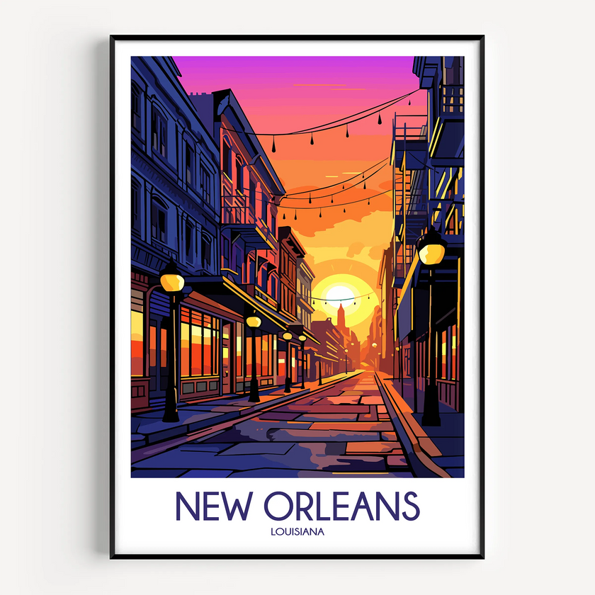 New Orleans Retro Travel Illustration