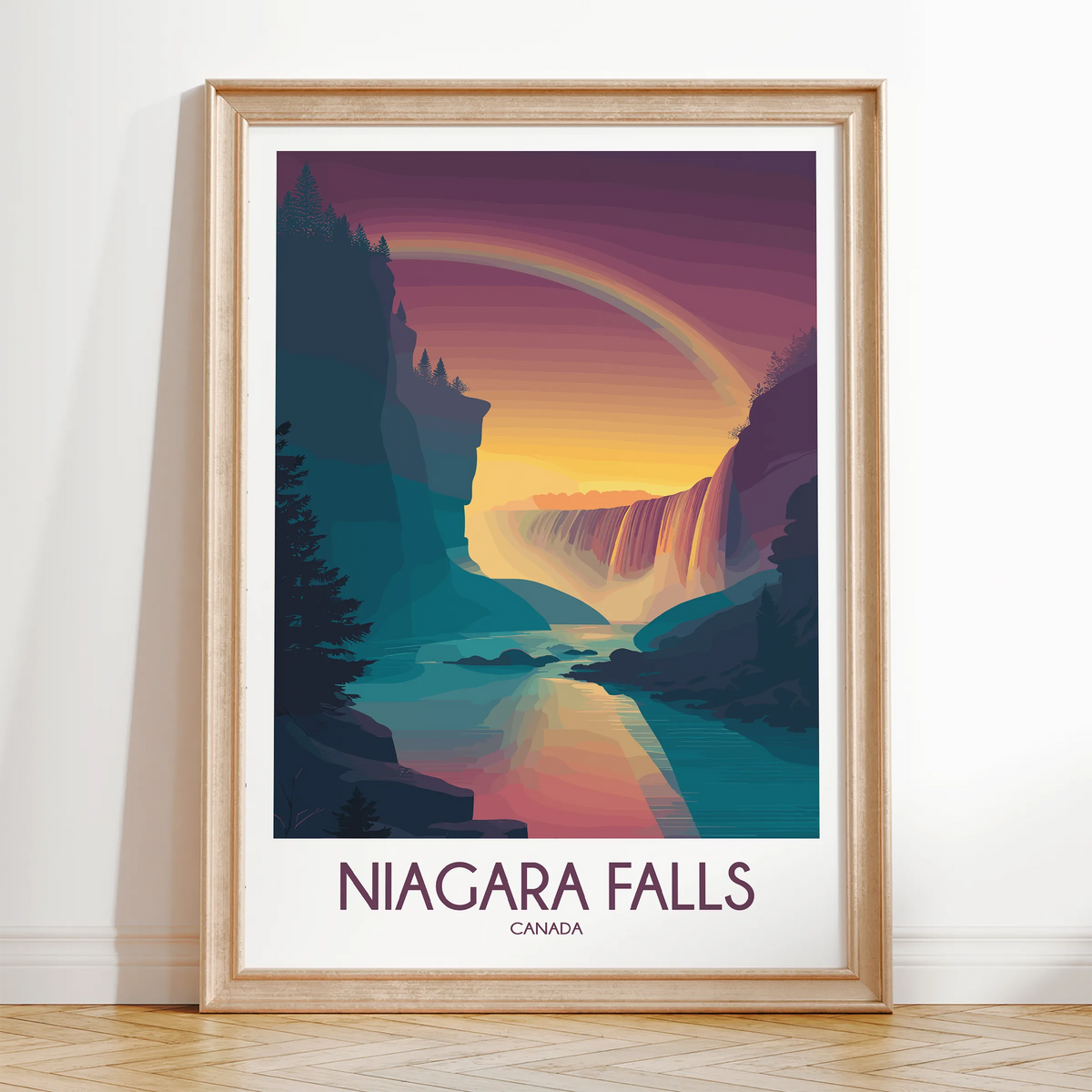 Niagara Falls Retro Travel Illustration