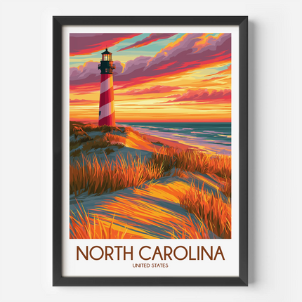 North Carolina Retro Travel Illustration