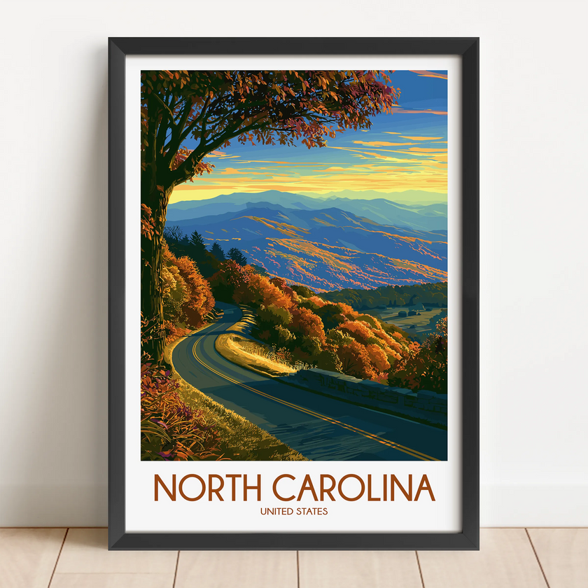 North Carolina Vintage Style Print