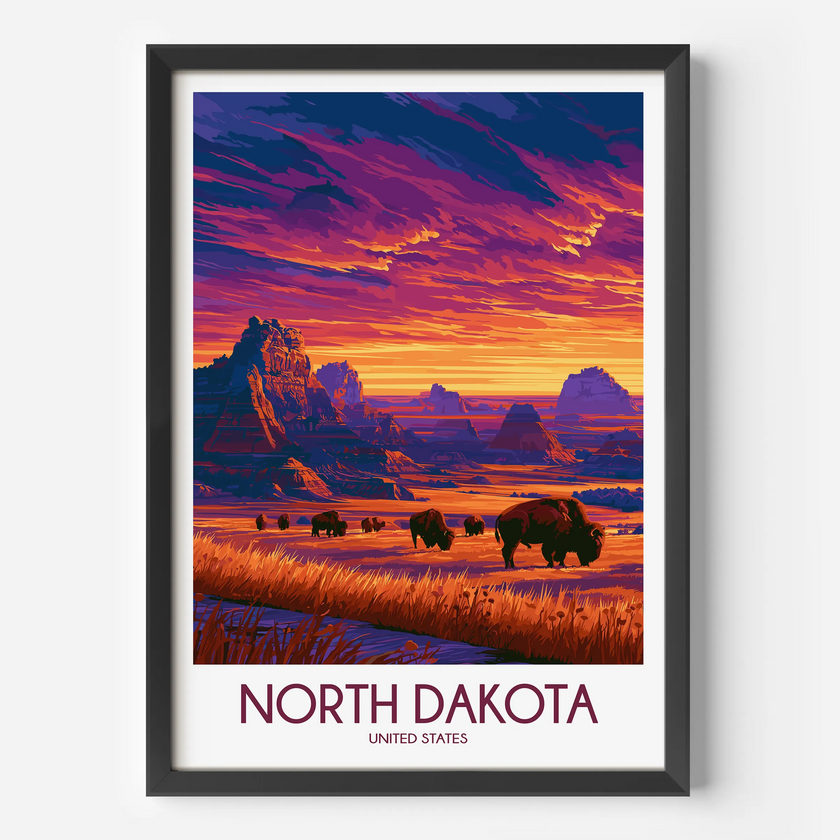 North Dakota Souvenir Poster Print