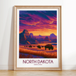 North Dakota Vintage Style Print
