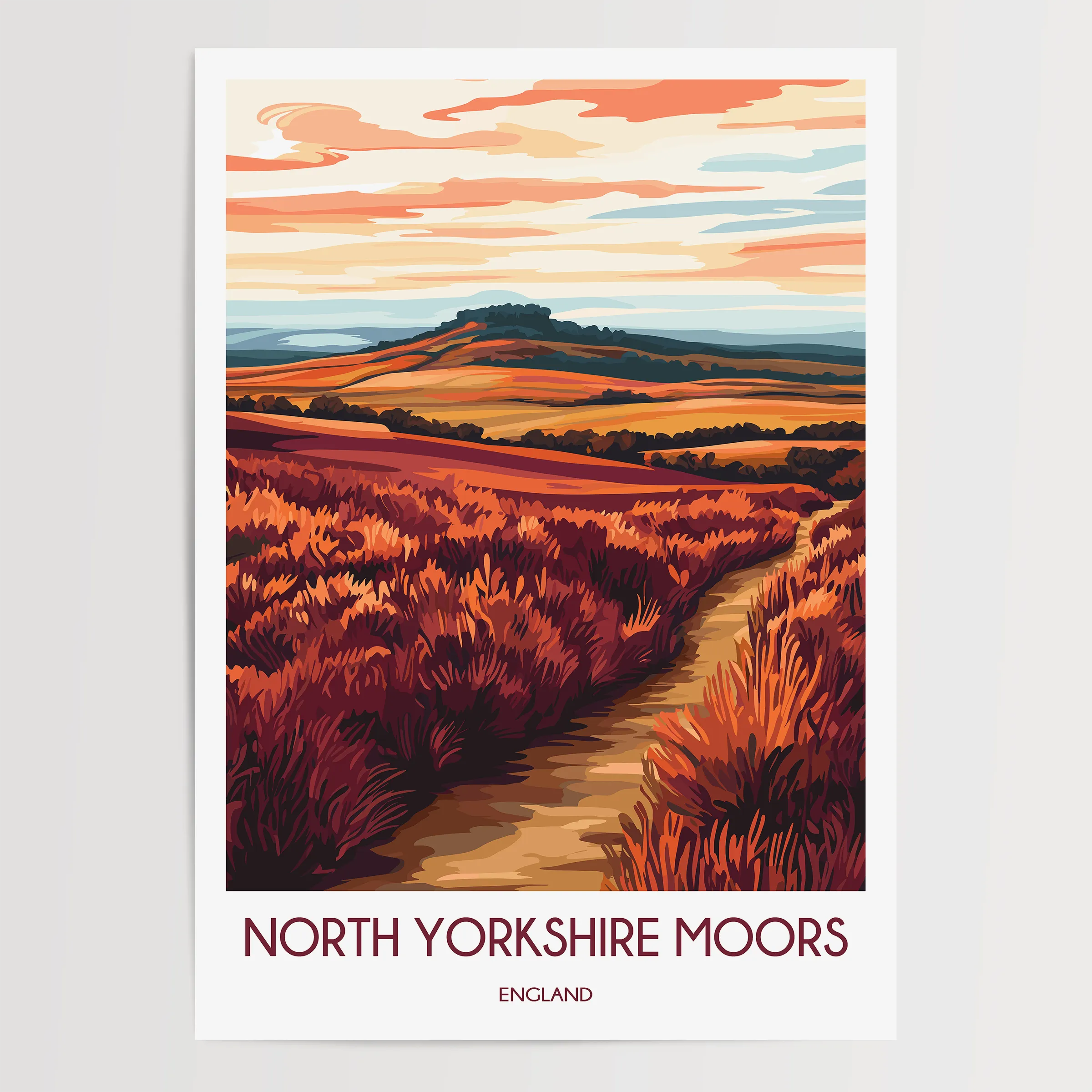 North Yorkshire Moors Modern Travel Poster