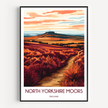 North Yorkshire Moors Retro Travel Illustration