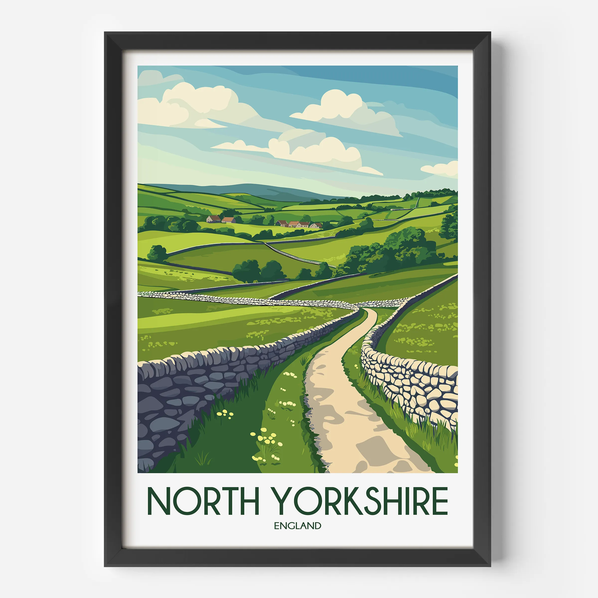 North Yorkshire Vintage Style Print