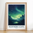 Northern Lights Retro Travel Illustration