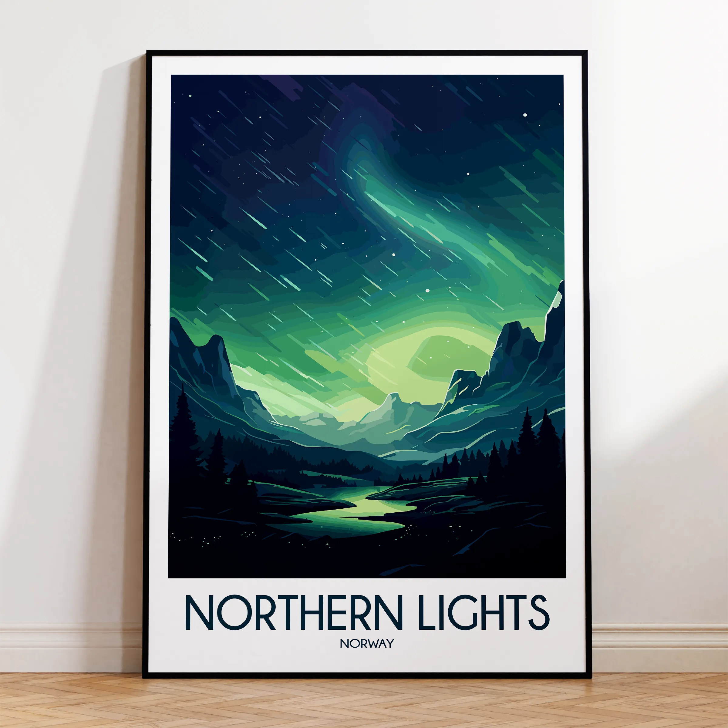 Northern Lights Vintage Style Print