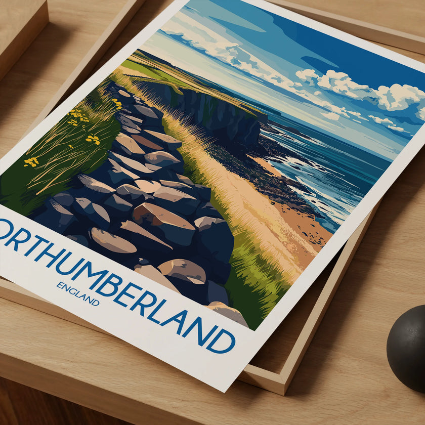 Northumberland Retro Travel Illustration