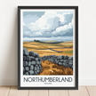 Northumberland Retro Travel Illustration