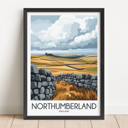 Northumberland Retro Travel Illustration