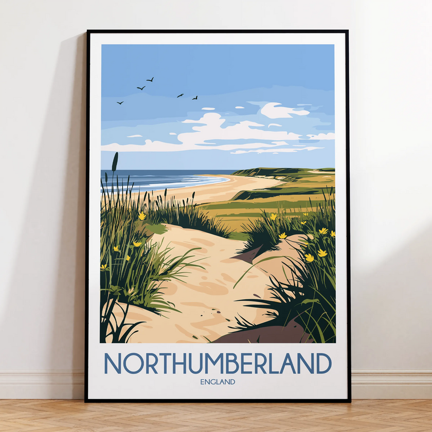 Northumberland Retro Travel Illustration