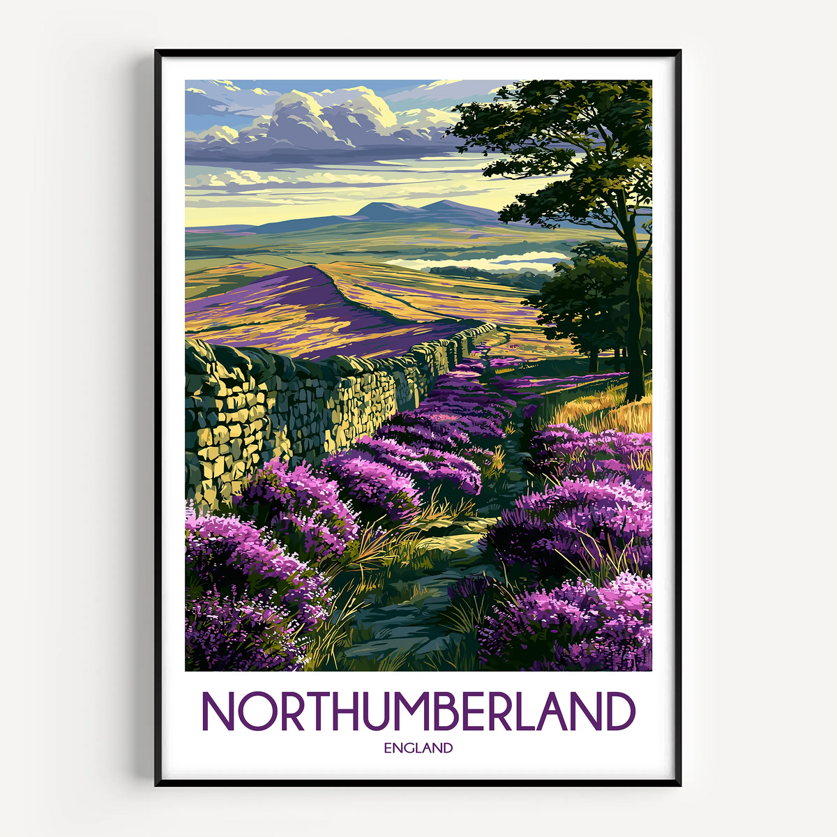 Northumberland Retro Travel Illustration