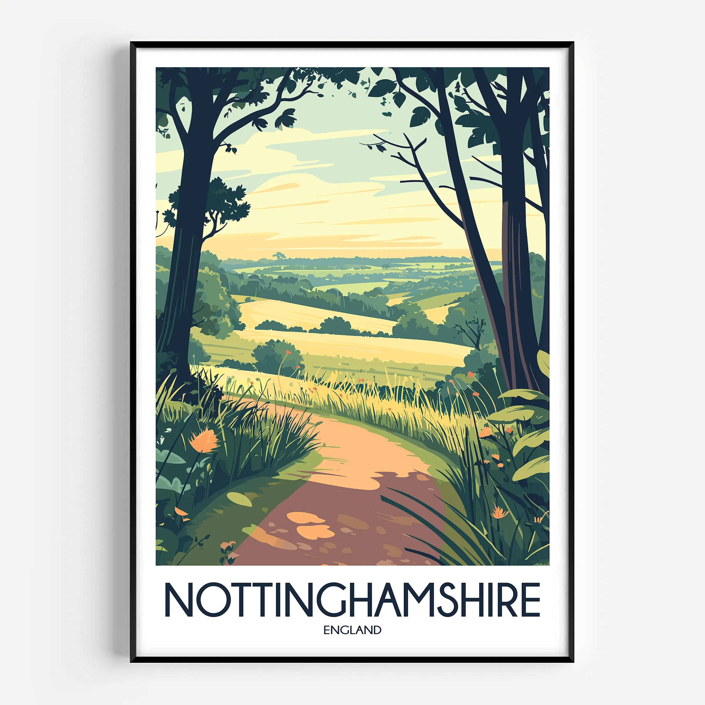 Nottinghamshire Retro Travel Illustration