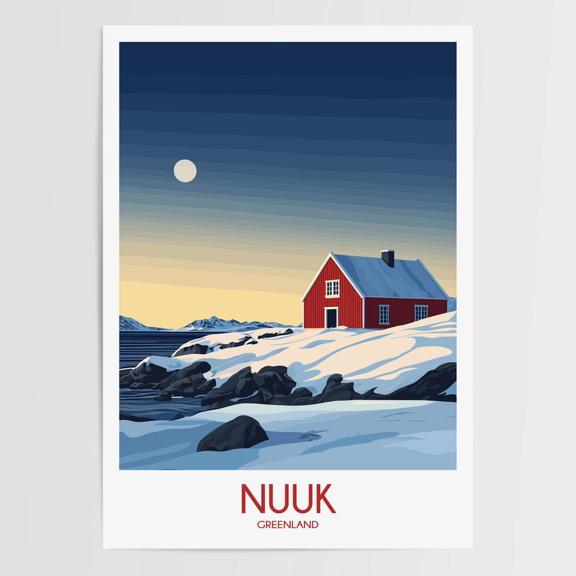Nuuk Retro Travel Illustration