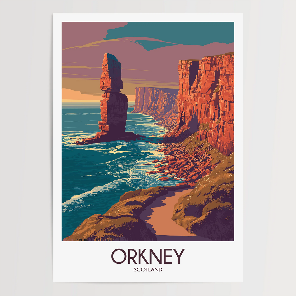 Orkney Retro Travel Illustration