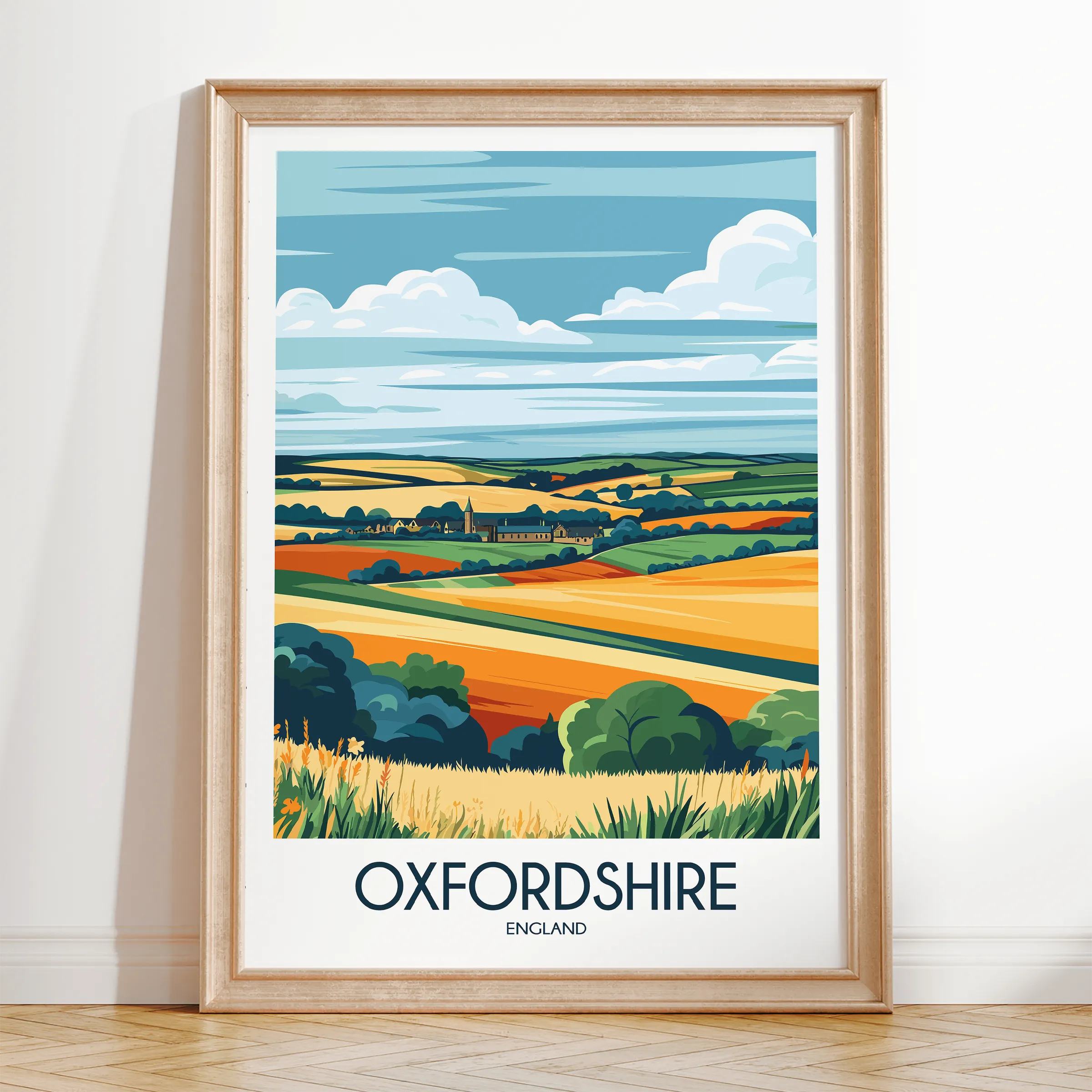 Oxfordshire Retro Travel Illustration