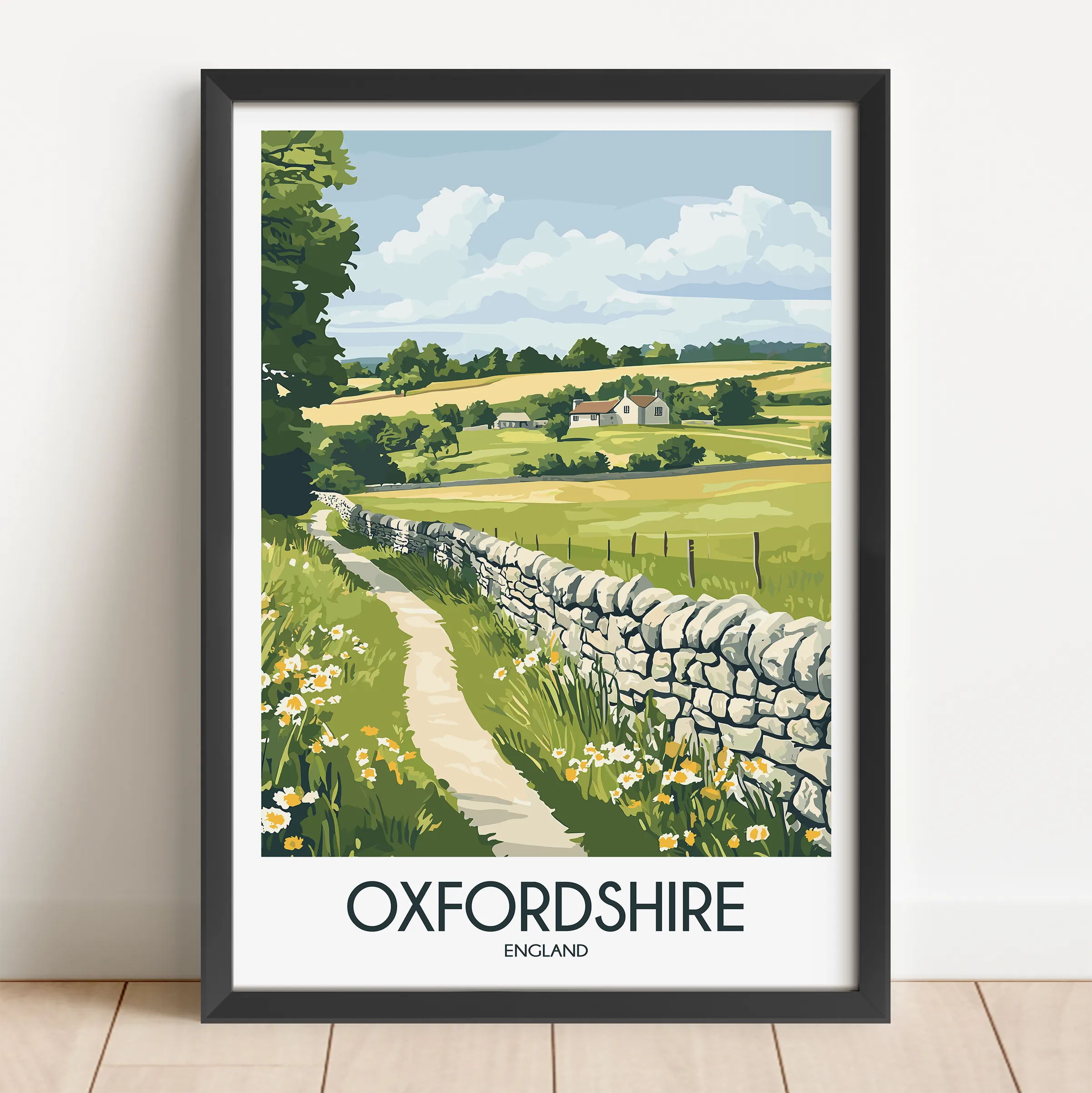 Oxfordshire Retro Travel Illustration