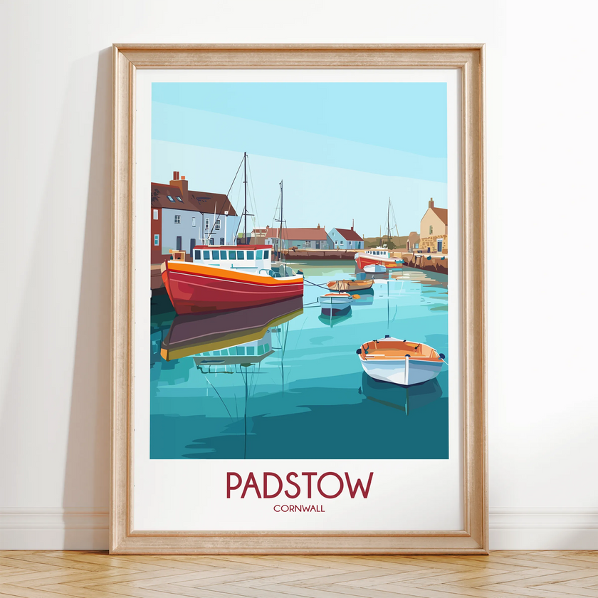Padstow Retro Travel Illustration