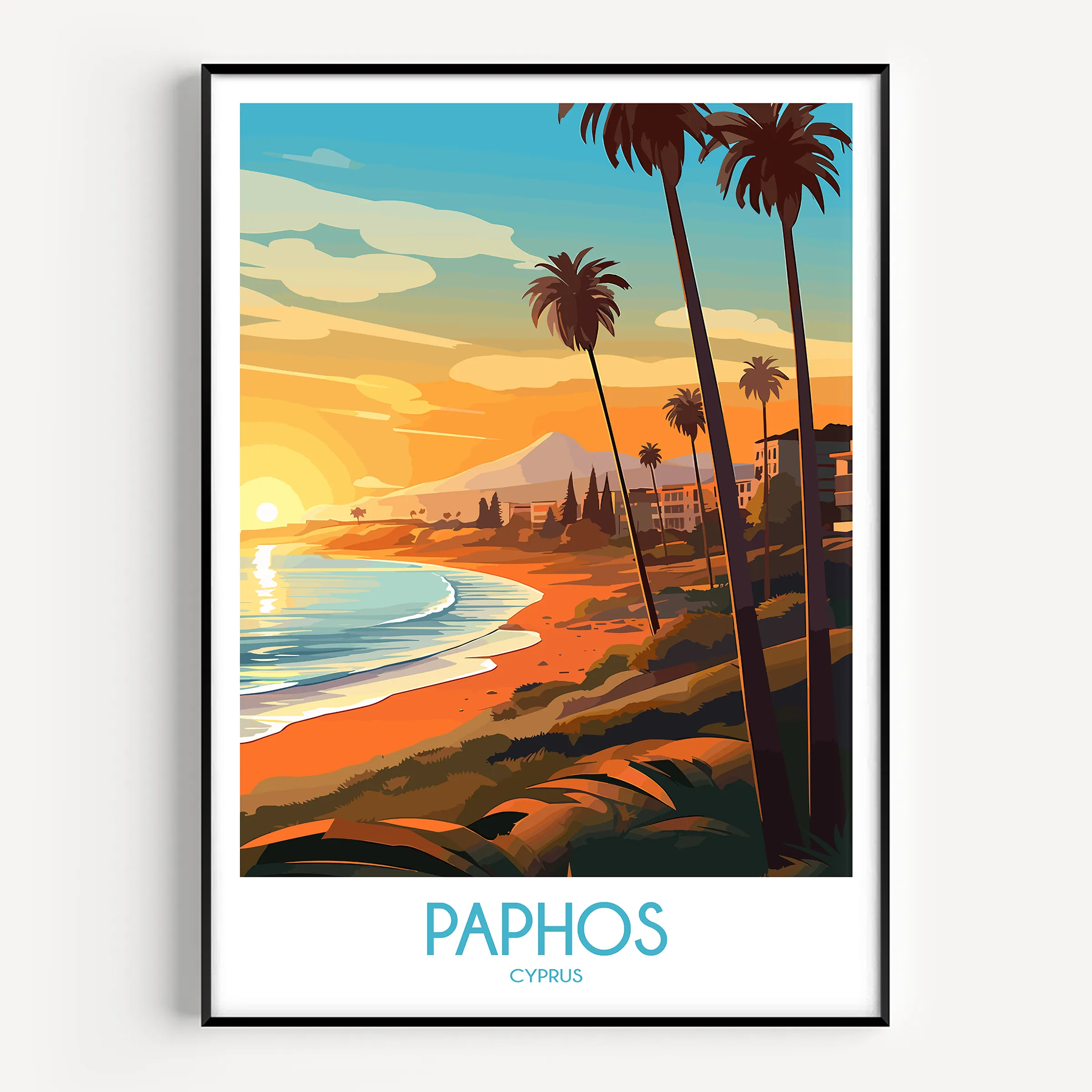 Paphos Retro Travel Illustration