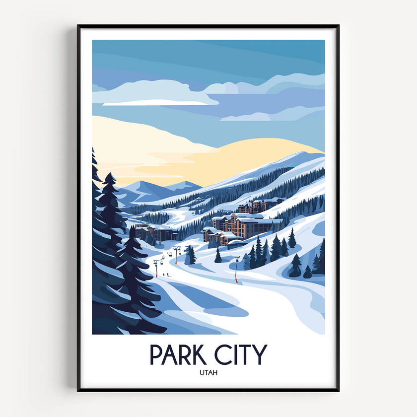 Park City Retro Travel Illustration