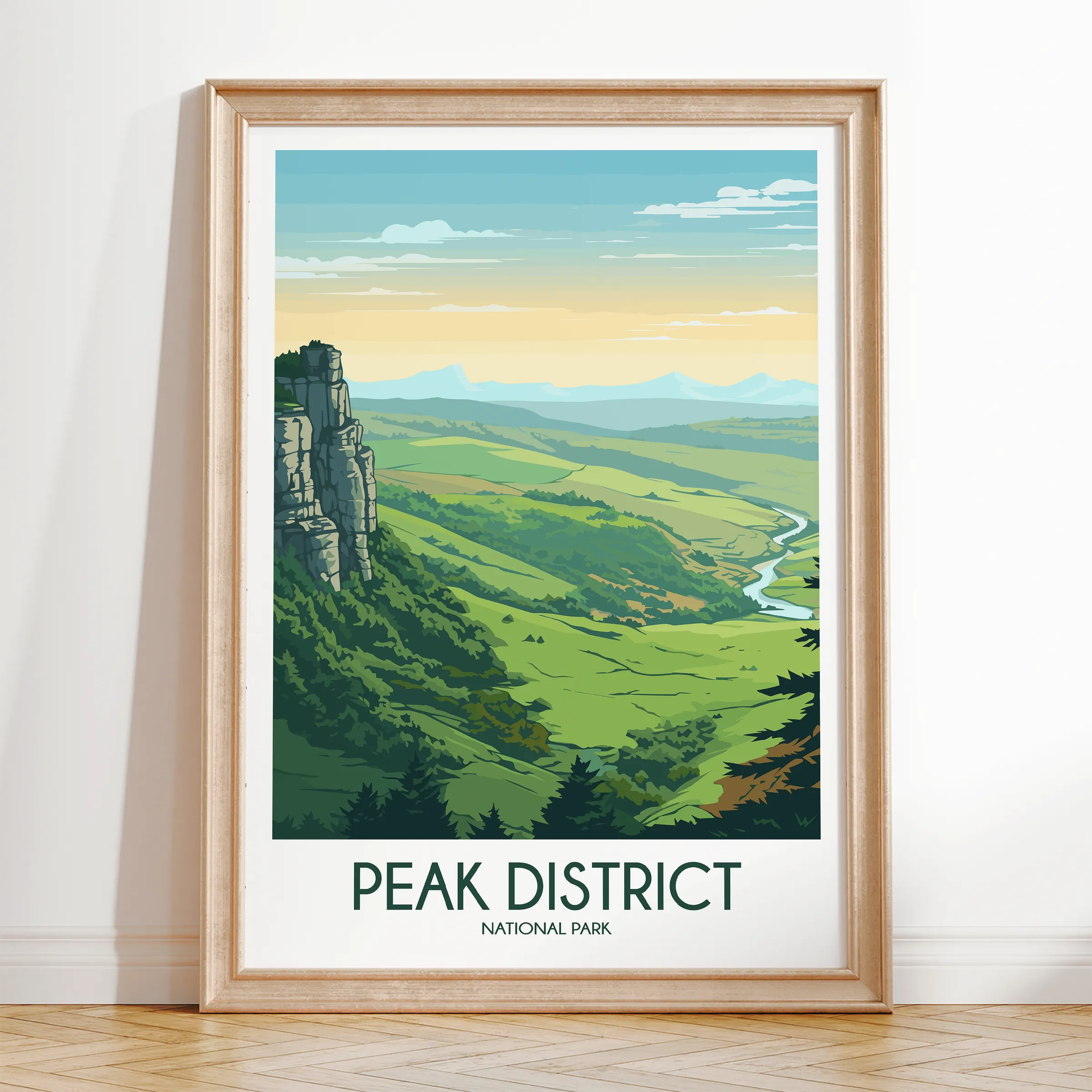 Peak District Retro Travel Illustration