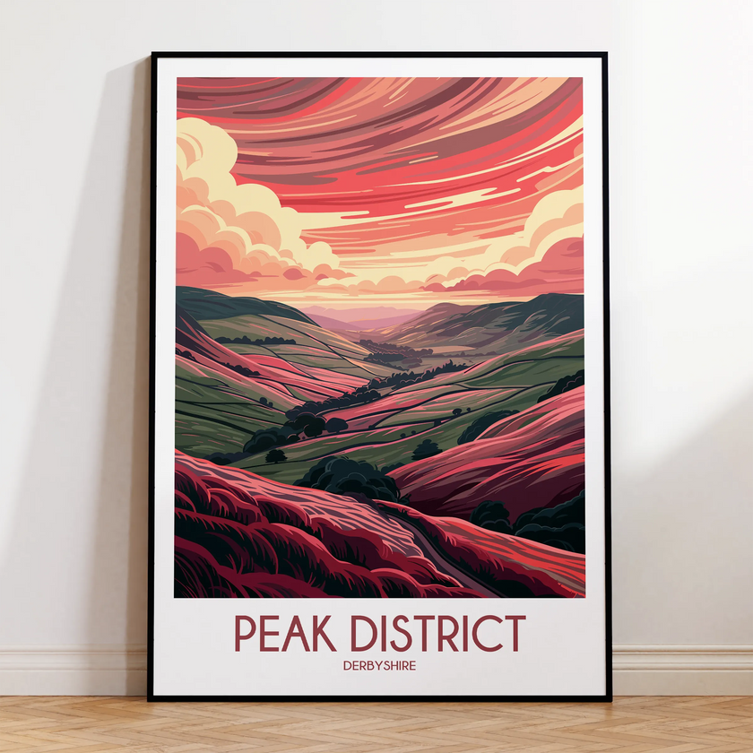 Peak District Retro Travel Illustration