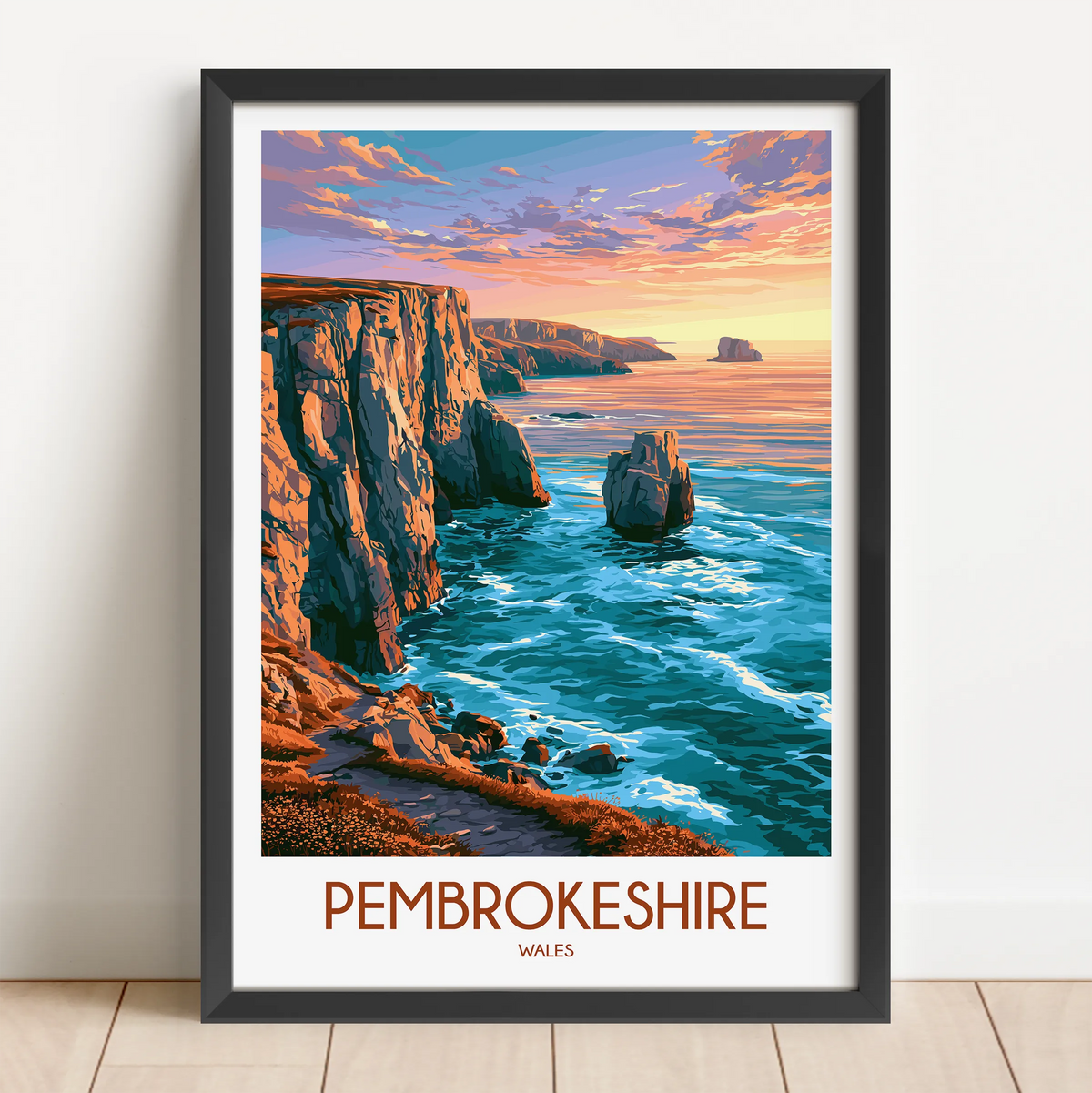 Pembrokeshire Retro Travel Illustration