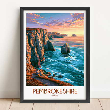 Pembrokeshire Retro Travel Illustration