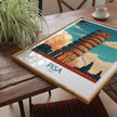 Pisa Retro Travel Illustration