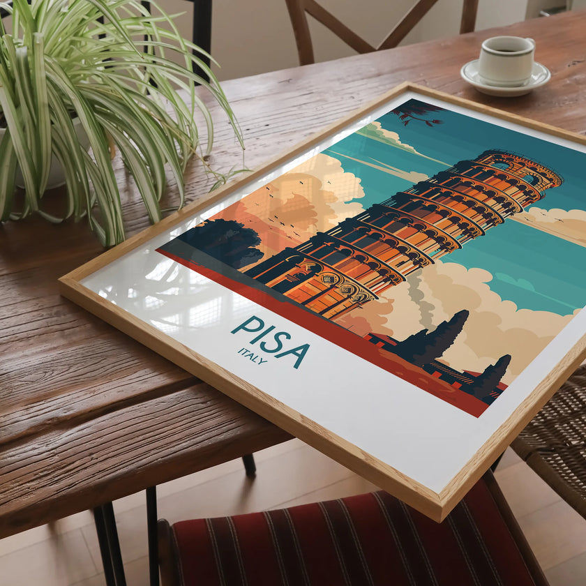 Pisa Retro Travel Illustration