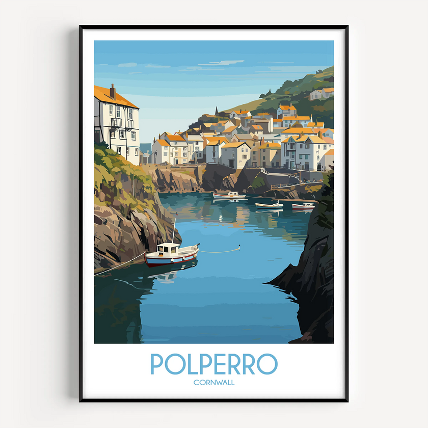 Polperro Retro Travel Illustration