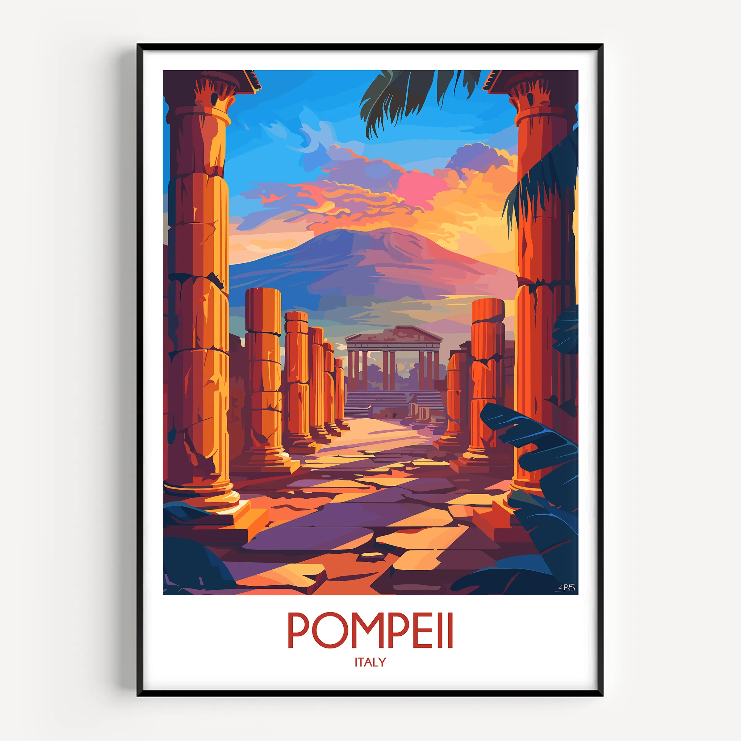 Pompeii Retro Travel Illustration
