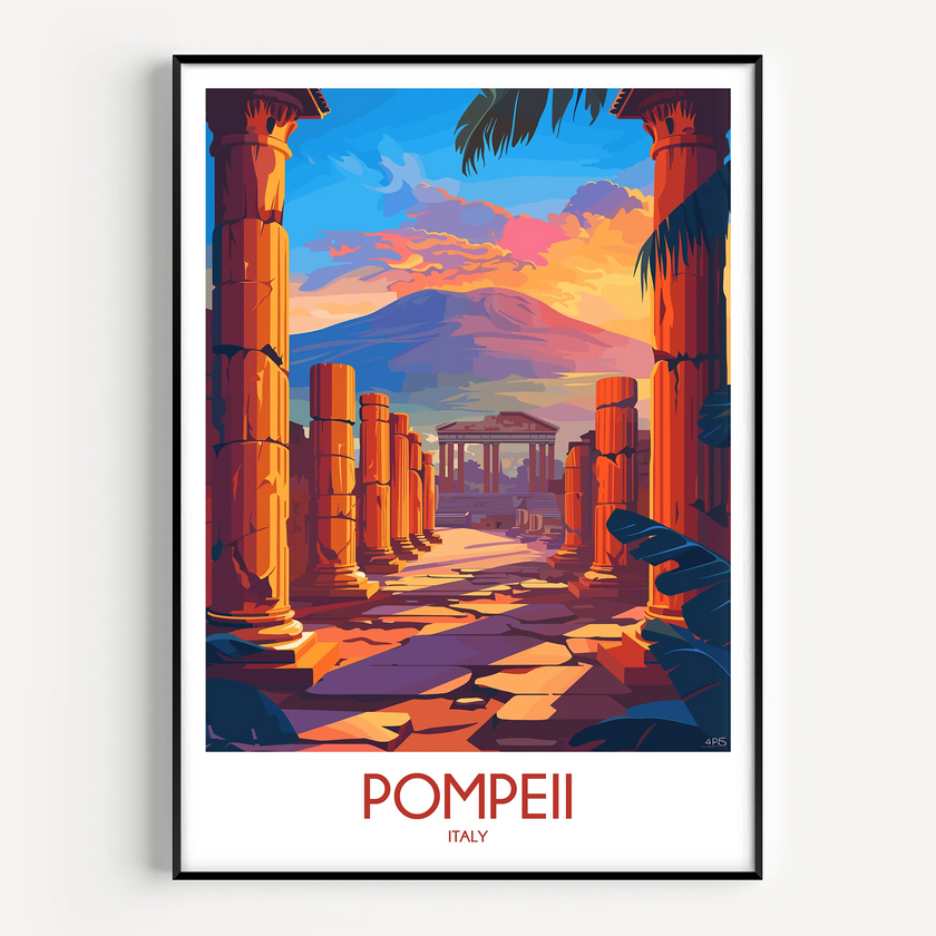 Pompeii Retro Travel Illustration