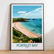 Portelet Bay Modern Travel Poster