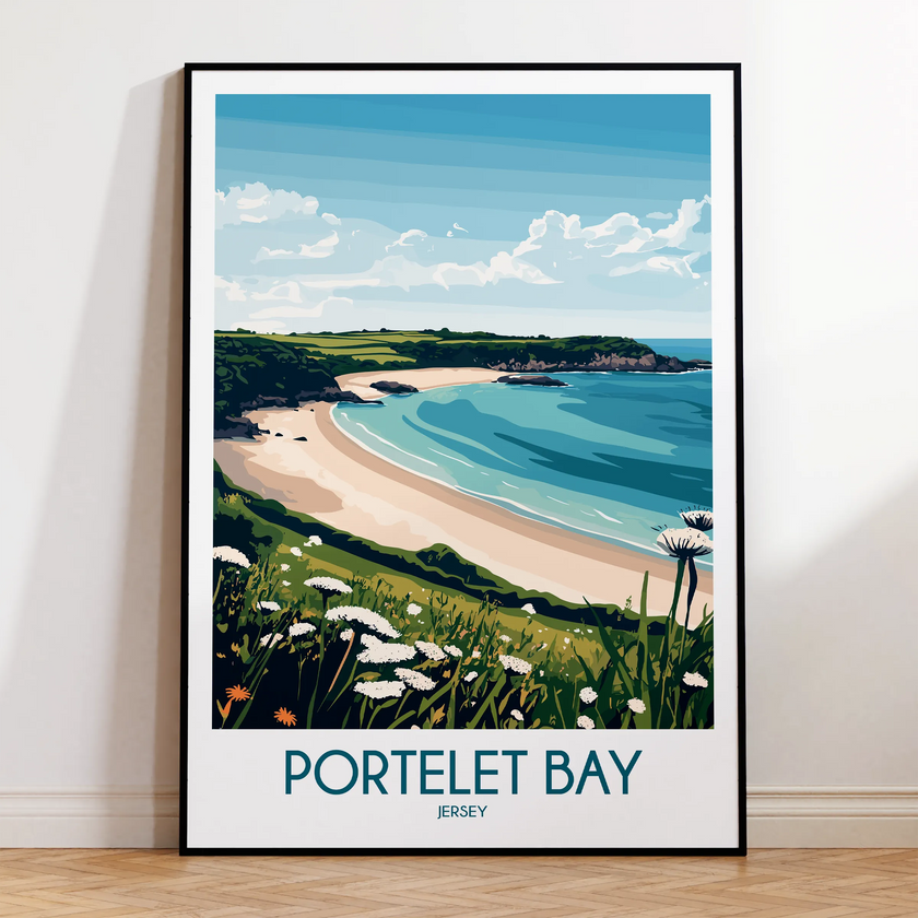 Portelet Bay Modern Travel Poster