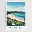 Portelet Bay Retro Travel Illustration