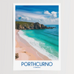 Porthcurno Retro Travel Illustration