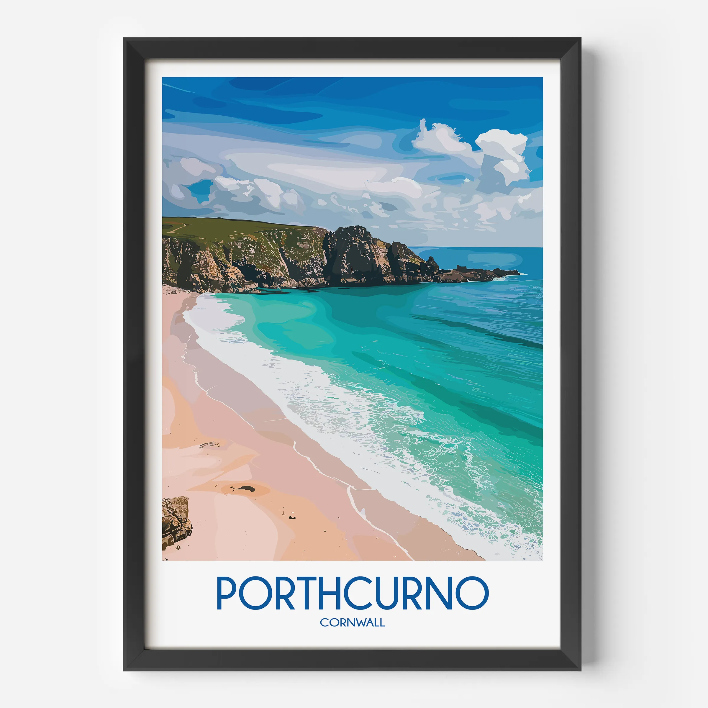 Porthcurno Vintage Style Print