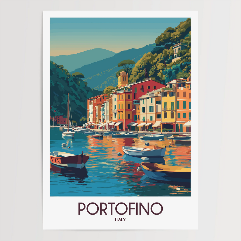 Portofino Retro Travel Illustration