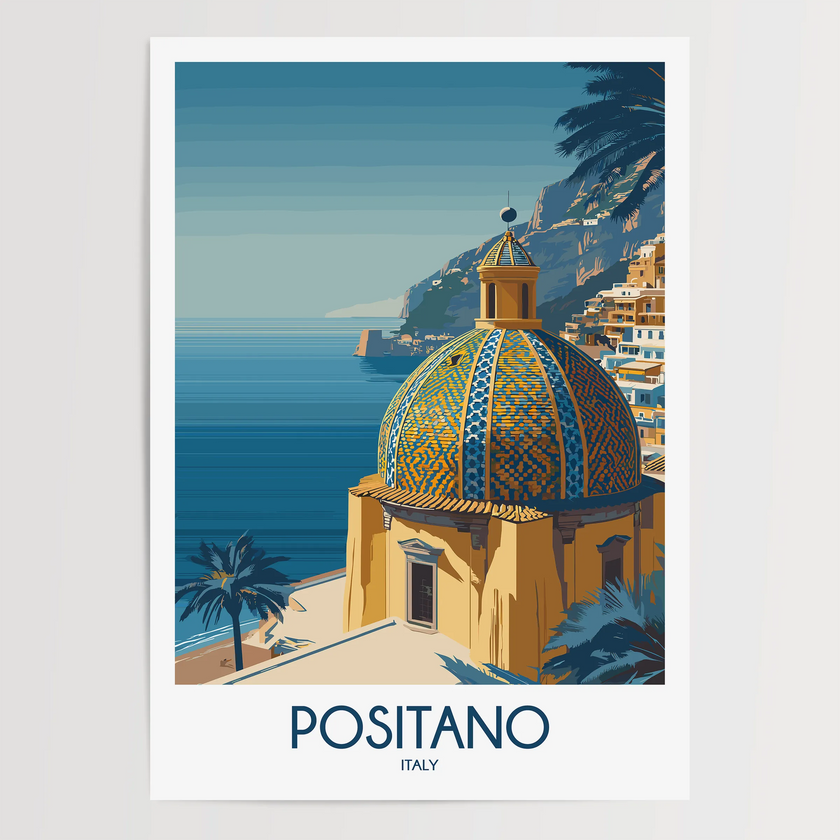 Positano Retro Travel Illustration